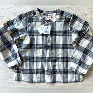 NWT Bonpoint Cotton Tunic in Cream, Pink and Black Plaid Design- Size 3